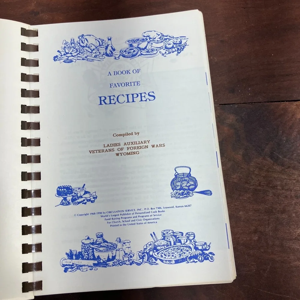 VTG VFW Ladies Auxiliary Wyoming Regional Cookbook 1990 Centennial Edition Comb